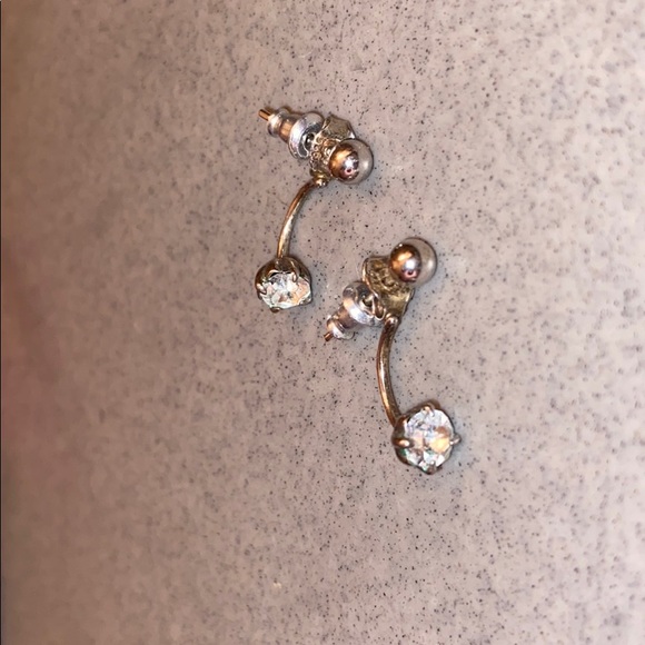 (CLOSET CLOSING FINAL SALE) Silver Diamond Hug Style Studs - Picture 2 of 5